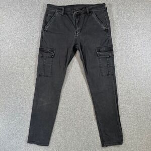 Buffalo David Bitton Cargo Joe Pants Mens 34x31 Black Slim Fit Utility Trousers